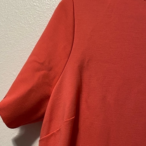 Chico's Orange Sheath Midi Dress Short Sleeve Crew Neck Minimalist Size 1 Medium - Picture 6 of 13